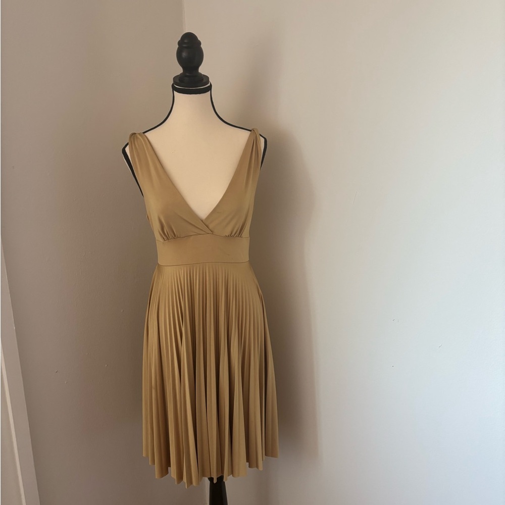 Elegant Tan Sleeveless Dress